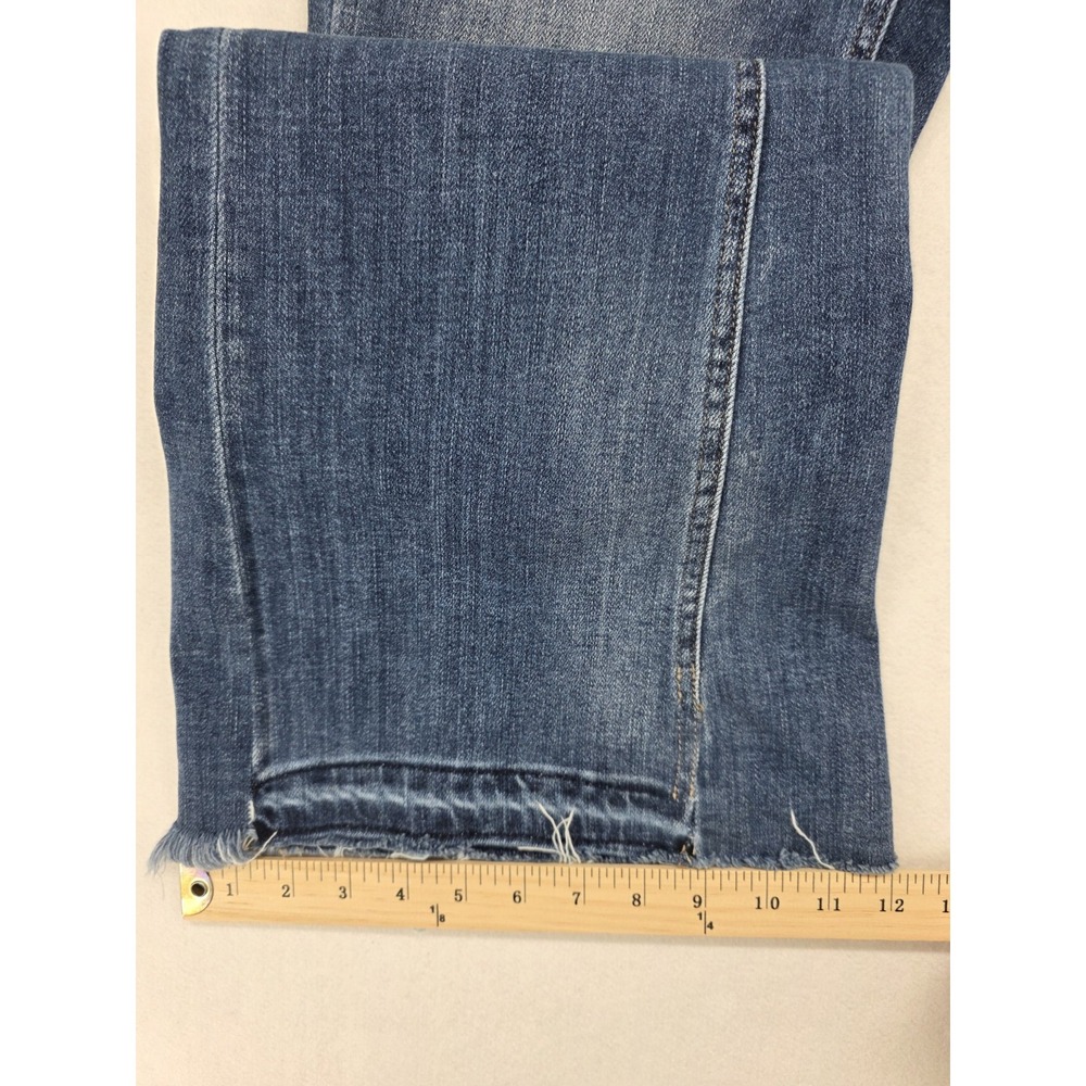 Flying Monkey Jeans Womens 29x32 High Rise Super Flare Blue Distressed Raw Hem - Picture 4 of 11